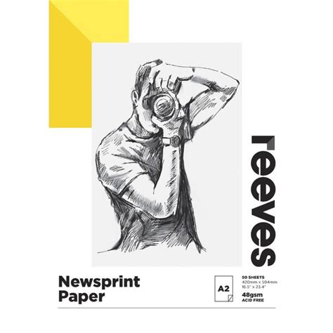 Reeves Newsprint Paper Pad 48gsm 50 Sheets A2 Officeworks