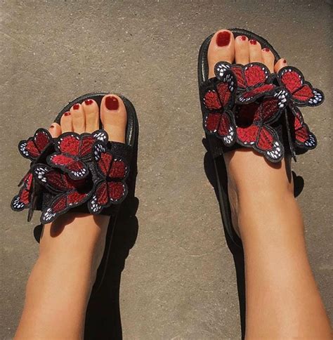 Butterfly Sandals Butterfly Slides Red Butterfly Butterfly Etsy