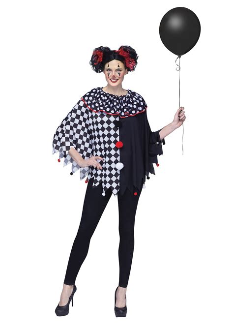 Scary Clown Poncho Costume For Women
