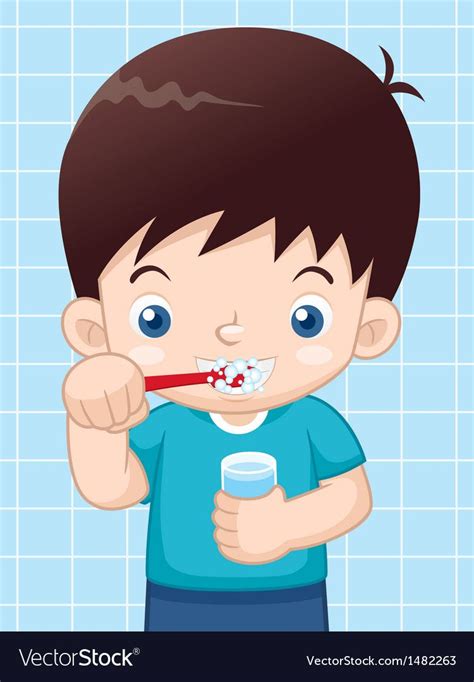Boy Brushing His Teeth Royalty Free Vector Image Niños Cepillandose