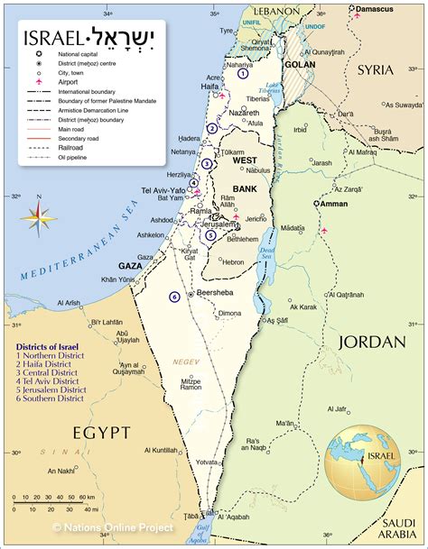 Izrael, palestina, cenzura 1126 slov. Political Map of Israel - Nations Online Project