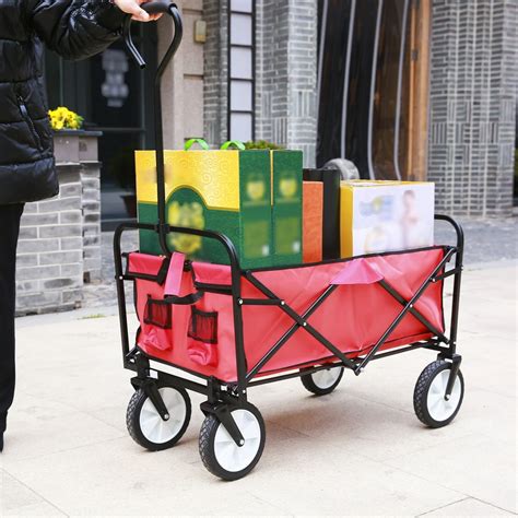 Folding Wagon Cart Heavy Duty Collapsible Garden Wagon With All