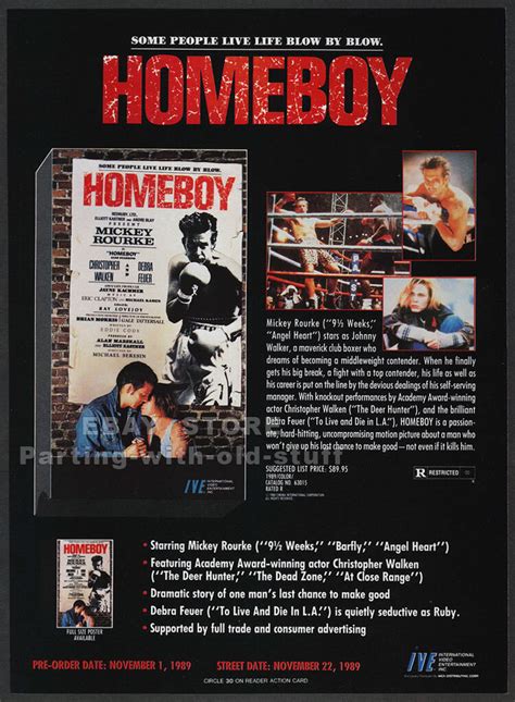 Homeboyorig 1989 Trade Print Ad Promomickey Rourkedebra Feuer