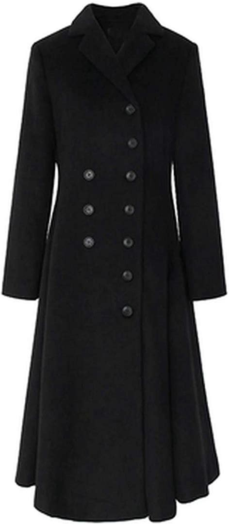Women Autumn Winter Long Maxi Coat Winter Double Button Cashmere Wool