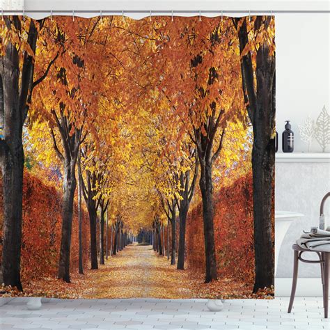 Autumn Shower Curtain Pathway In The Woods Covered With Dried