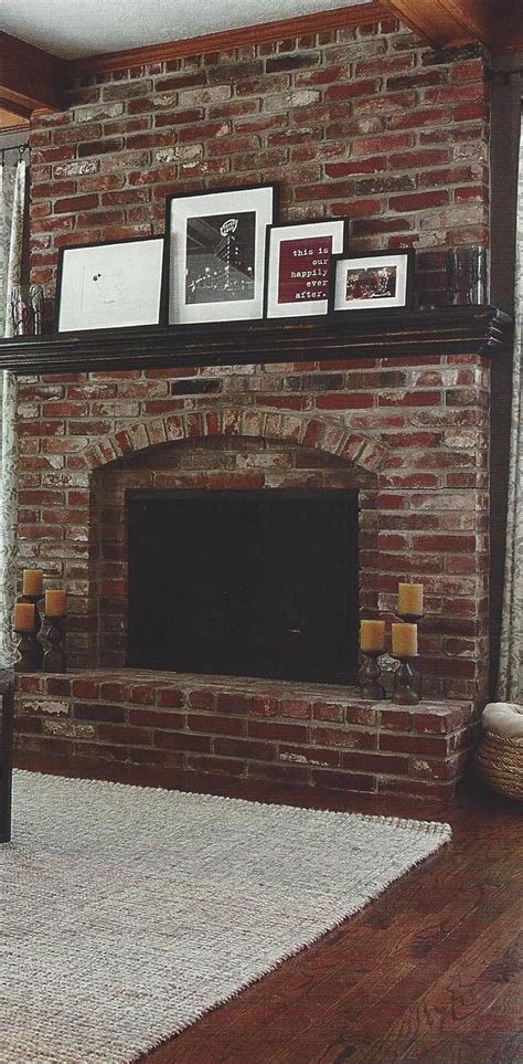 Have A Red Brick Fireplace With Dark Wood Mantel This Is A Great