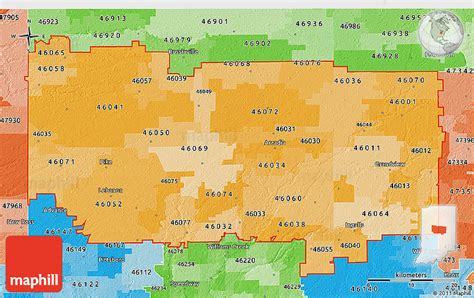Political Shades 3d Map Of Zip Codes Starting With 460