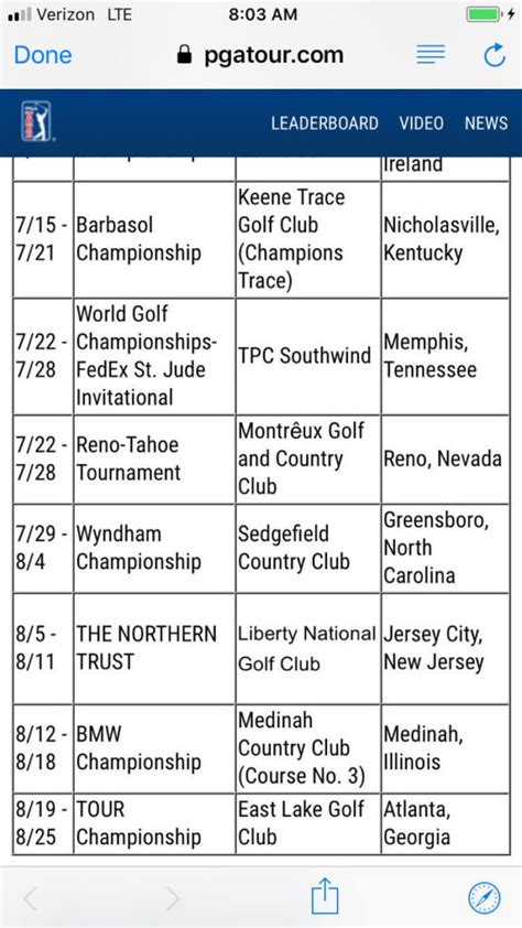 2019 Pga Tour Schedule Calendars 2021