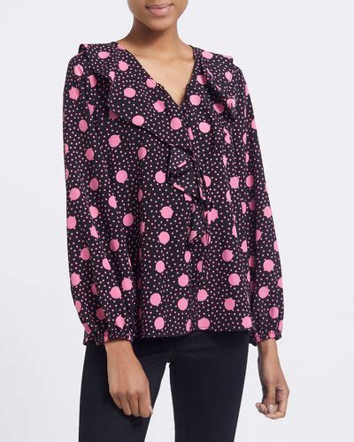 dunnes stores spot ruffle front blouse