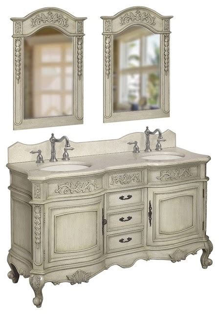 These vanities are as charming as they are versatile, fitting in with almost any bathroom design and improving the organization in your bathroom tenfold. Belle Foret 80044RN Double Basin Vanity in Antique ...