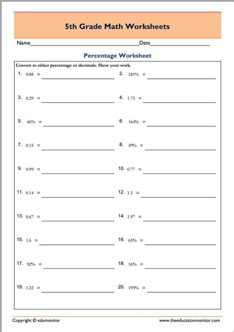5th Grade Worksheets Free Printable