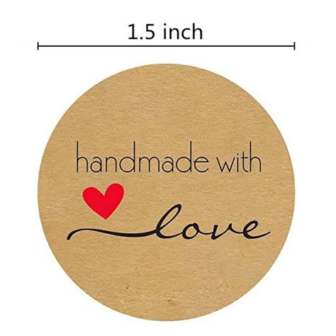 38cm Big Size Handmade With Love Stickers Tags Kraft Paper Etsy Uk Pegatinas De