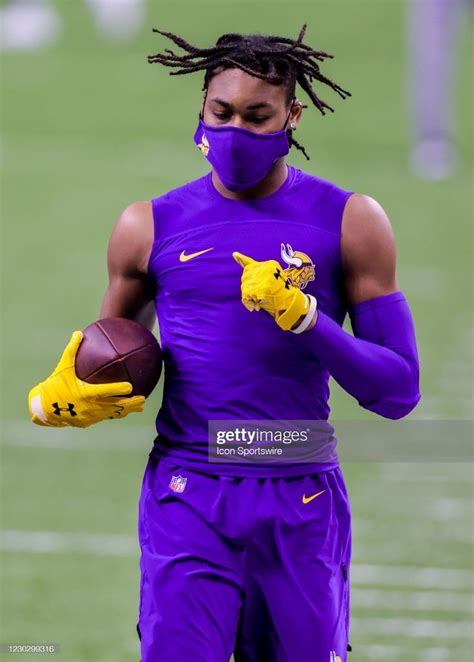 Minnesota Vikings Wide Receiver Justin Jefferson Warms Up Before The