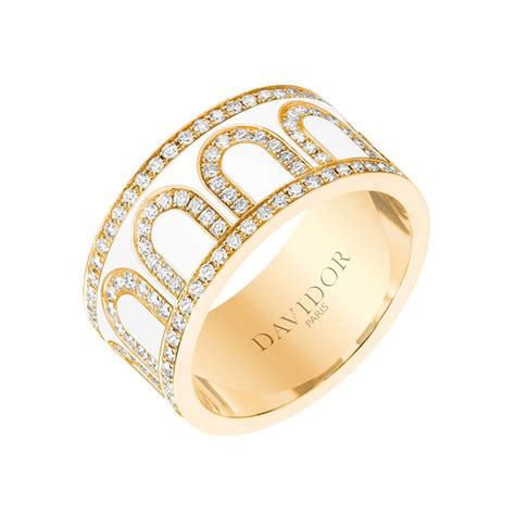 Davidor 18k Yellow Gold Diamond And Neige Lacquer Larc Band In 2020