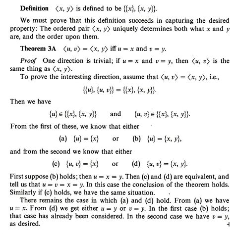 Elementary Set Theory Ordered Pairs Property Proof Mathematics