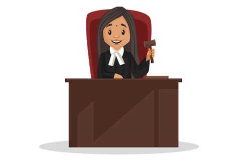 Best Premium Female Judge Sitting In Courtroom Holding Hammer In Hand