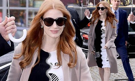 Jessica Chastain Catches The Eye In Black And White Dress Daily Mail