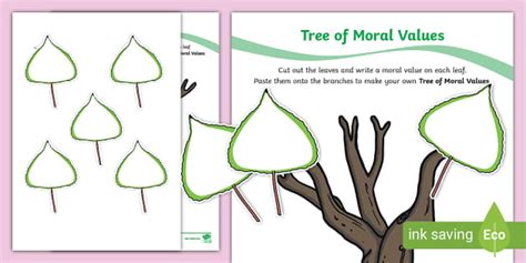 Tree Of Moral Values Activity Sheet Twinkl