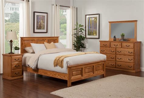 Traditional Oak Panel Bed Bedroom Suite Cal King Size Oak For Less