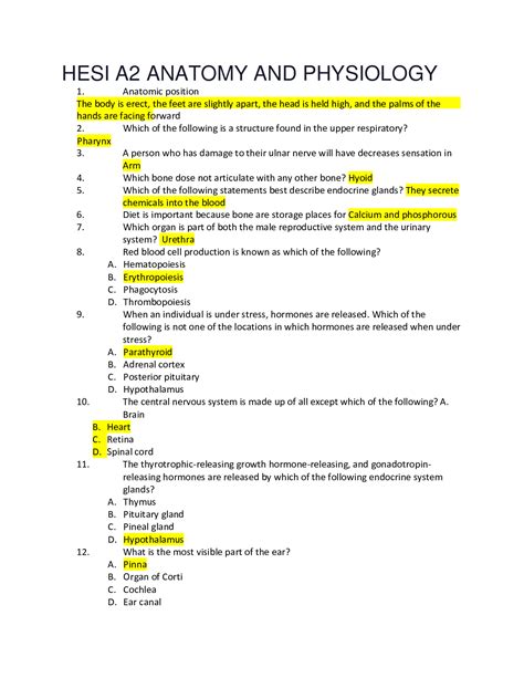 Hesi A2 Printable Study Guide