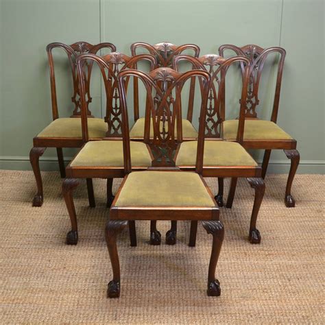 Chair antique dining antique dining chair chair from china sillas de comedor cheap price living room furniture stoelen vintage antique style high back dining chair. Set Of Six Chippendale Design Antique Dining Chairs ...