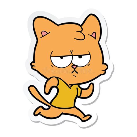 Sticker Of A Bored Cartoon Cat Stock Vector Illustration Of Quirky