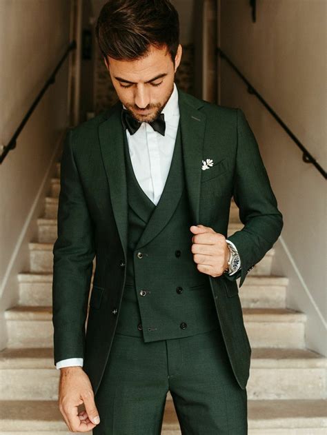 Pieces Green Men S Slim Fit Suit Party Prom Dinner Groom Tuxedos