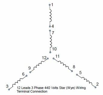 12 Leads Terminal Wiring Guide for Dual Voltage Star (Wye ...