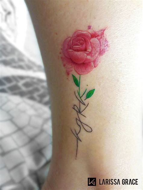 Tattoo Aquarela Flor Lettering Larissa Grace Tattoo Lettering