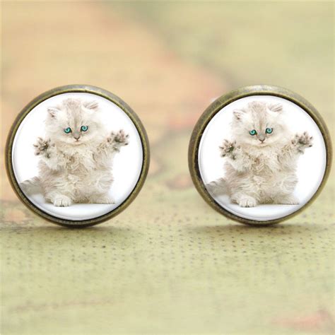 10pairslot Persian Cat Earring Round Face And Long Hair Earring Glass