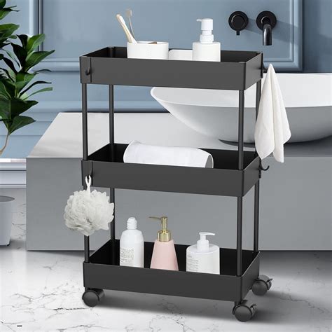 buy aojia slim storage cart 3 tier slide out storage cart bathroom storage cart bathroom cart