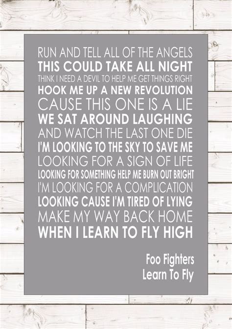 Details About Learn To Fly Foo Fighters Typography Words Lyrics Lyric