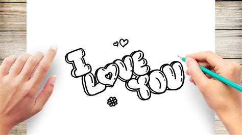 How To Draw I Love You In Bubble Letters Step By Step Youtube