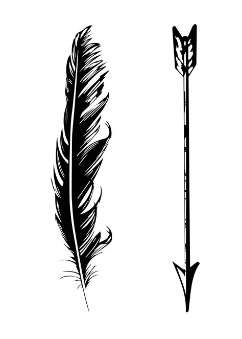Black And White Arrow With Feather Tattoo Design Tattoosonback Feather Tattoo Design Feather