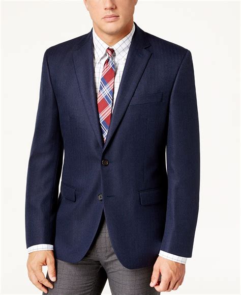 Lauren Ralph Lauren Mens Classic Fit Ultraflex Navy Herringbone Sport