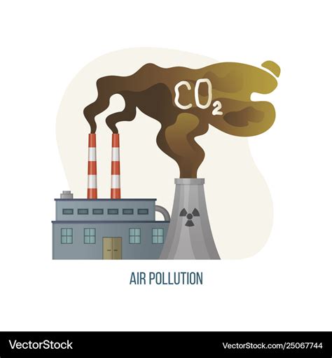 Air Pollution With Co2 Gas Emissions Factory Smog Vector Image