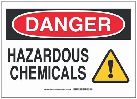 Brady Fiberglass Danger Sign HAZARDOUS CHEMICALS Facility Safety And