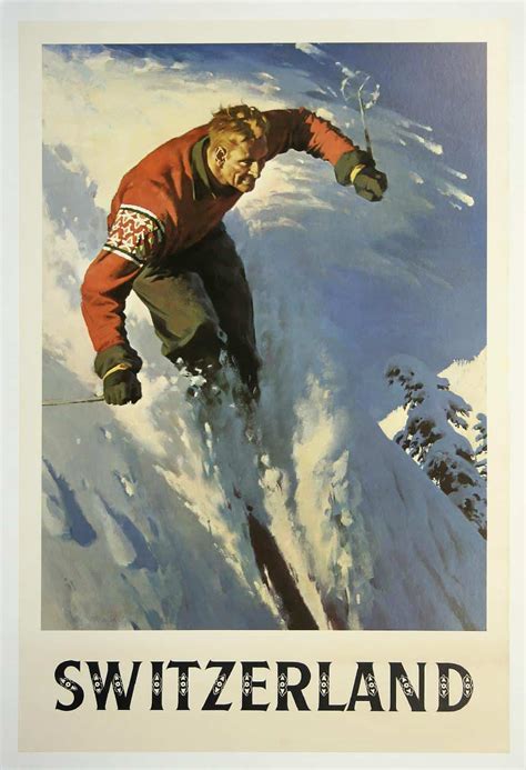 1938 Vintage Ski Posters Winter In Switzerland Swiss Art Deco Travel