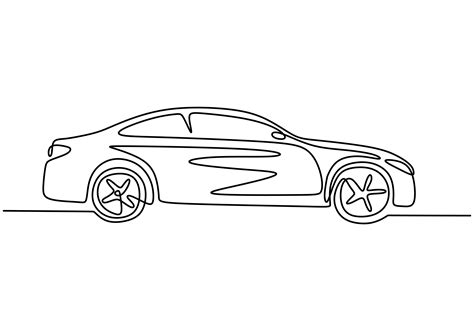 One Line Drawing Of Car Sedan Vehicle Vector Illustration Minimalism