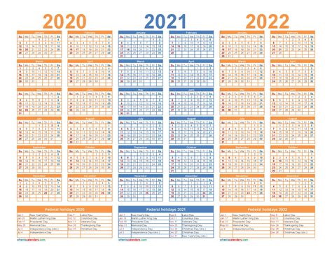 Printable 3 Year Calendar 2021 To 2023 Free Letter Templates