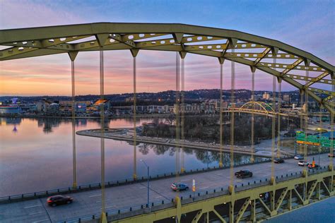 Fort Pitt Bridge At Sunset The Point And Heinz Field Etsy