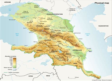 Caucasus Mountains On World Map Map