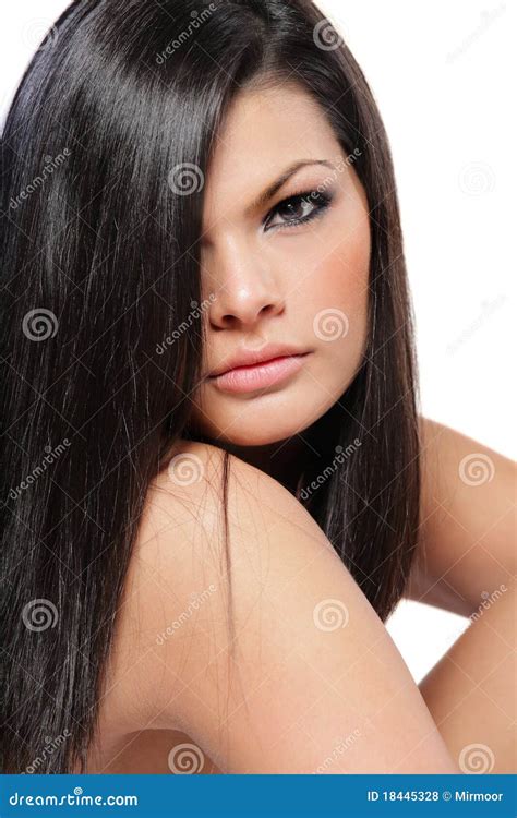 Young Attractive Woman With Long Black Hair Stock Photo Image Of