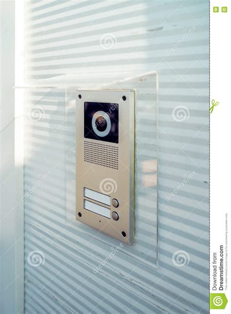 Video Intercom Device On Building Exterior Wall Stock Image Image Of