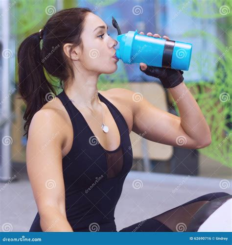 Fitness Athlete Woman Drinking Water After Stock Photo Image Of