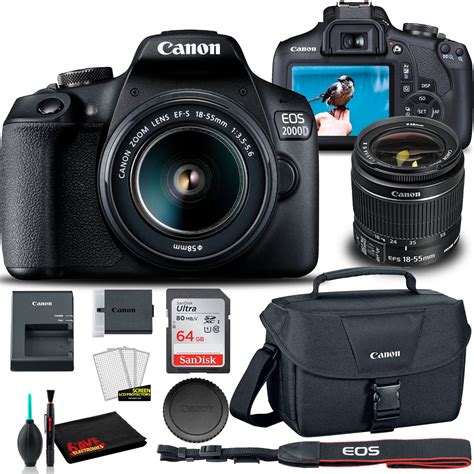 Canon Eos 2000d Dslr Camera With 18 55mm Lens Canon Eos Bag Sandisk Ultra 64gb Card