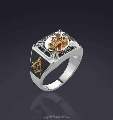 Knights Templar Masonic Silver 925 Sterling Ring Wtih 24k Gold Plated
