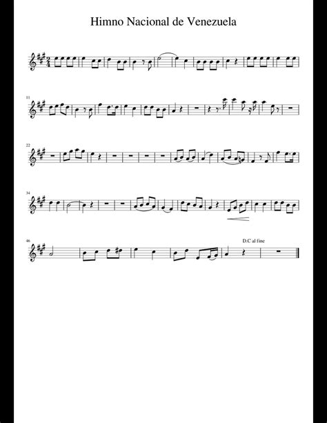 Himno Nacional De Venezuela Sheet Music For Oboe Download Free In Pdf