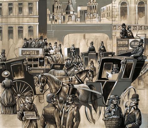 Victorian Street Scene Original Signed By Richard Hook Art At The