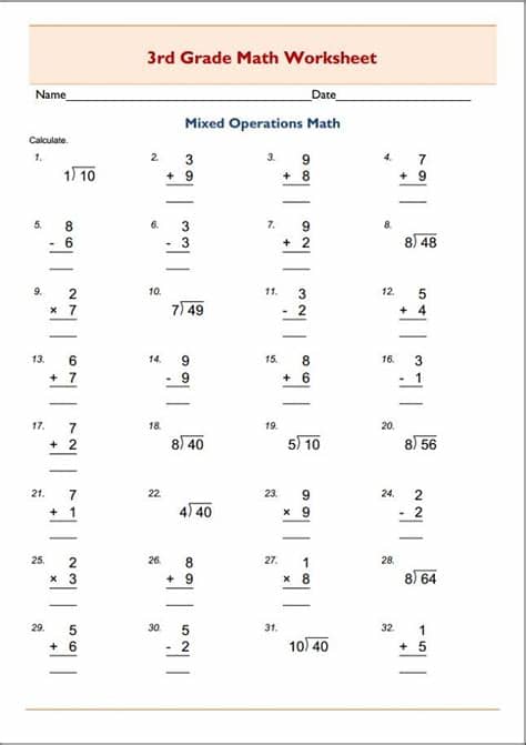 Free 3rd Grade Math Students | Activity Shelter